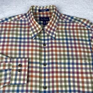 Paul Fredrick Shirt Mens Medium Multicolor Checks 100% Cotton